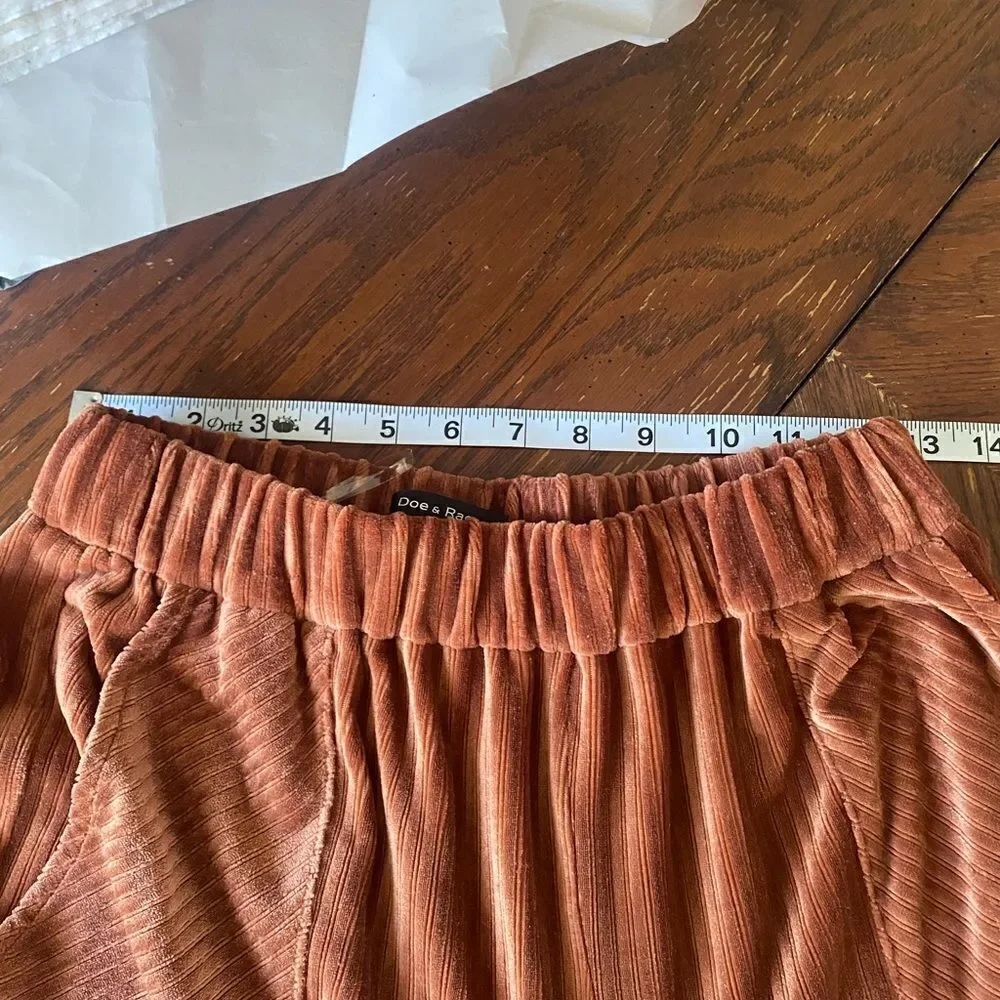 Doe & Rae Corduroy Wide Leg Pants Drawstring Copper - Picture 9 of 10